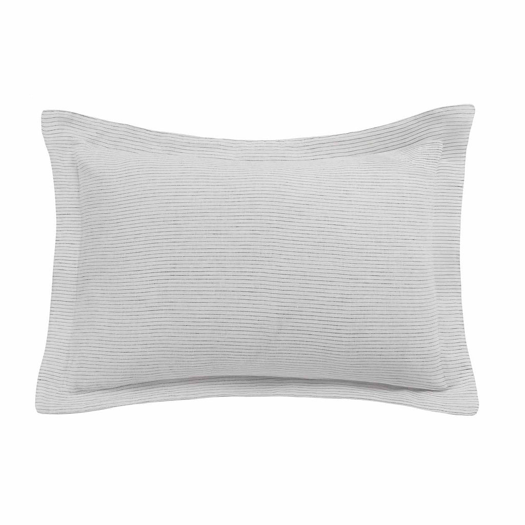Laguna Stripe Linen Sham Set of 2 Ivory/Coal|2 King Shams