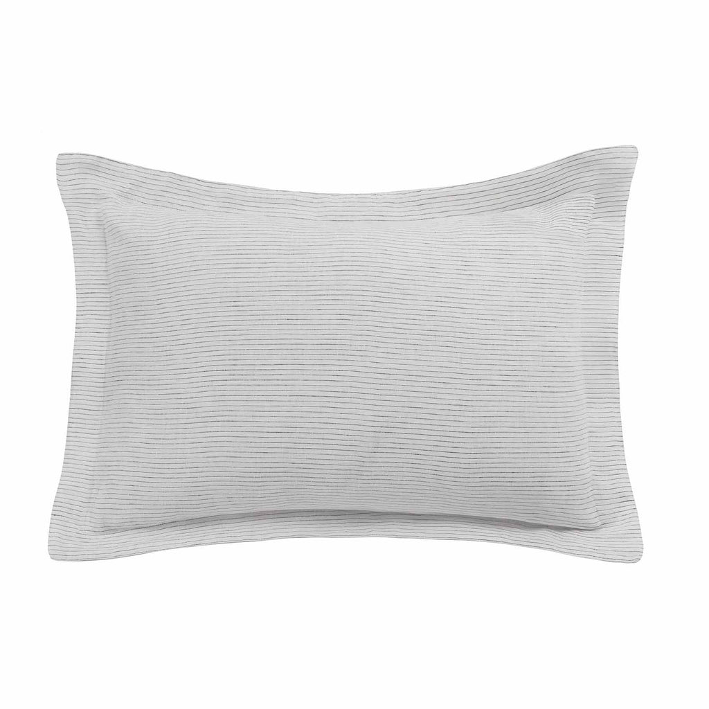 Laguna Stripe Linen Sham Set of 2 Ivory/Coal|2 Standard Shams