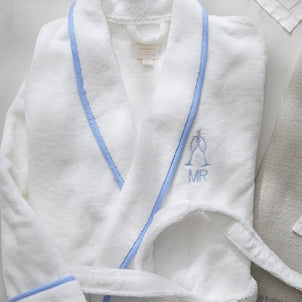 Turkish Cotton Piped Robe Cornflower Blue