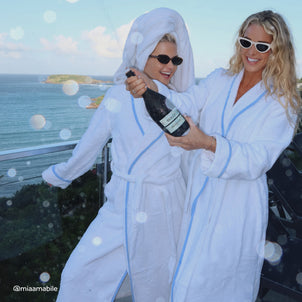 Turkish Cotton Piped Robe Cornflower Blue