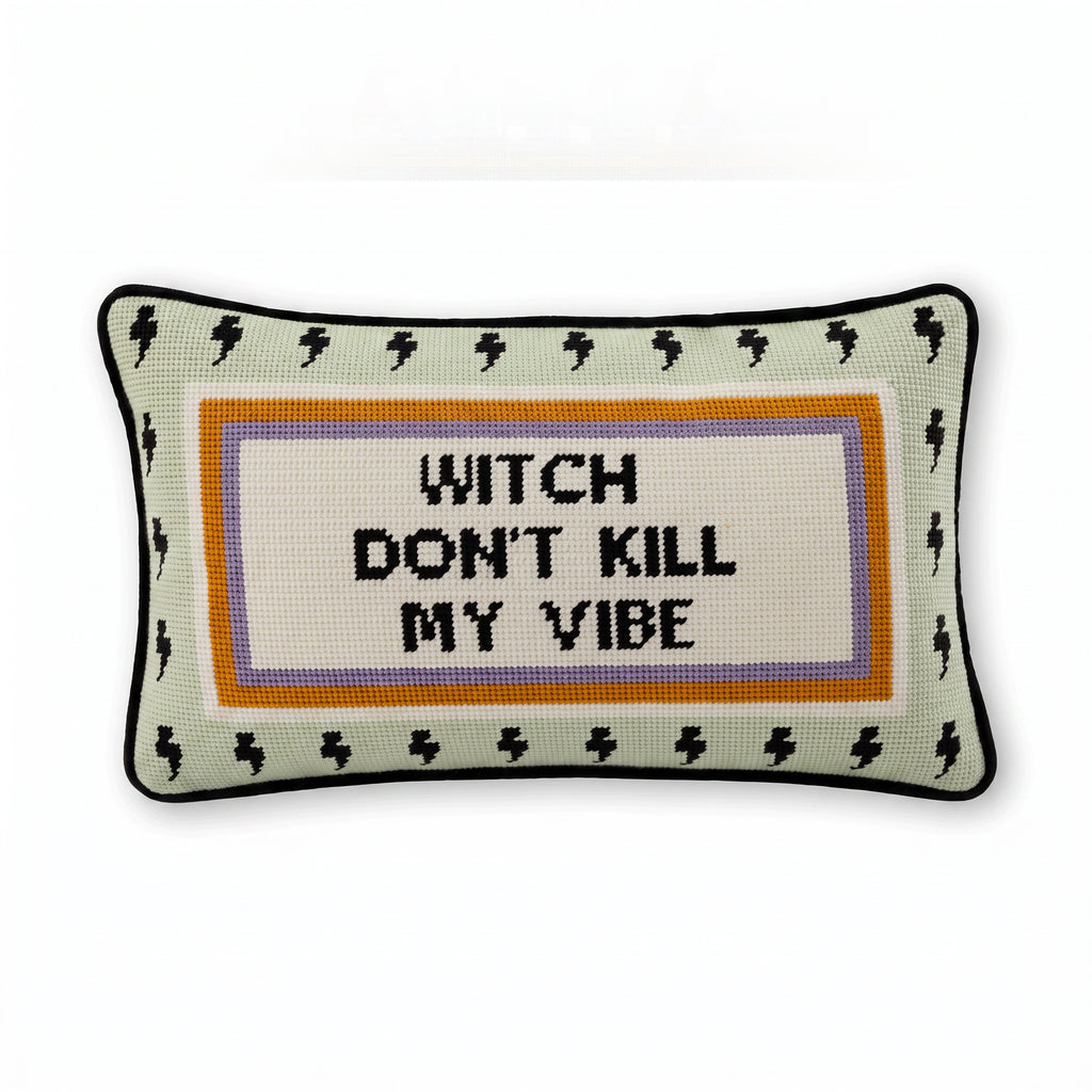 Furbish Studio Witch Don't Kill My Vibe Needlepoint Pillow Default