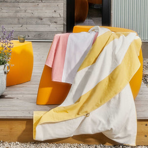 Block Stripe Fouta Beach Towels Yellow