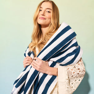 Cannes Beach Towels Navy/White