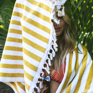 Cannes Beach Towels Yellow/White
