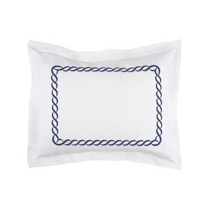 Catena Embroidered Percale Shams Navy (Cable)|1 Boudoir Sham|Customizer