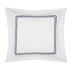 Catena Embroidered Percale Shams Navy (Cable)|2 Euro Shams|Customizer