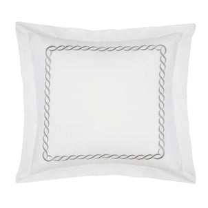 Catena Embroidered Percale Shams Silver|2 Euro Shams|Customizer