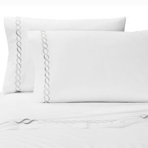 Catena Embroidered Percale Pillowcase Set of 2 Silver|Customizer
