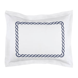 Catena Embroidered Percale Shams Navy (Cable)|2 Standard Shams|Customizer