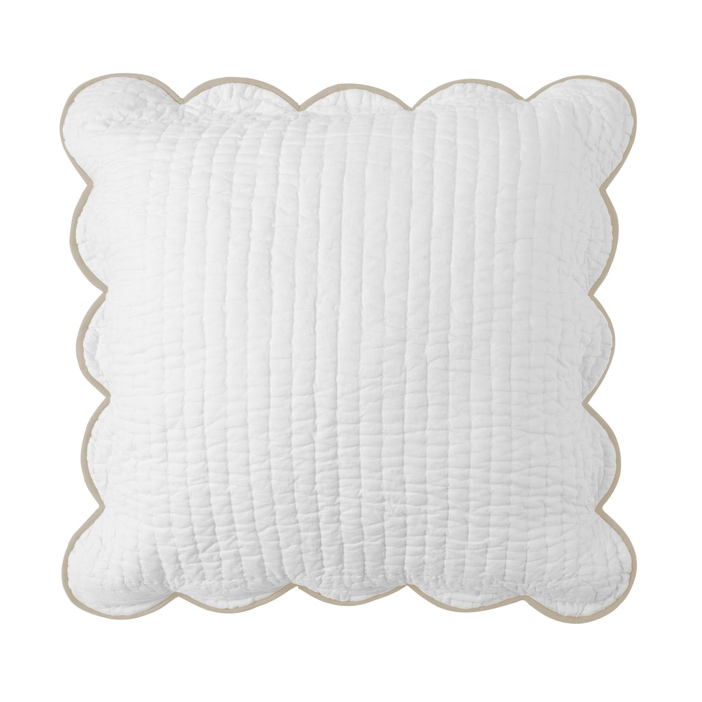 Chairish Quilted Shams White / Taupe|1 Euro Sham