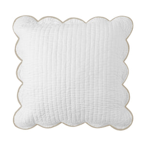 Chairish Quilted Shams White / Taupe|1 Euro Sham
