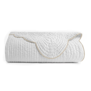 Chairish Quilted Coverlet White / Taupe