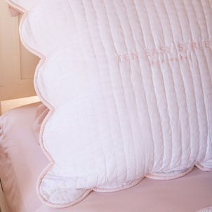 Chairish Quilted Shams White / Blush