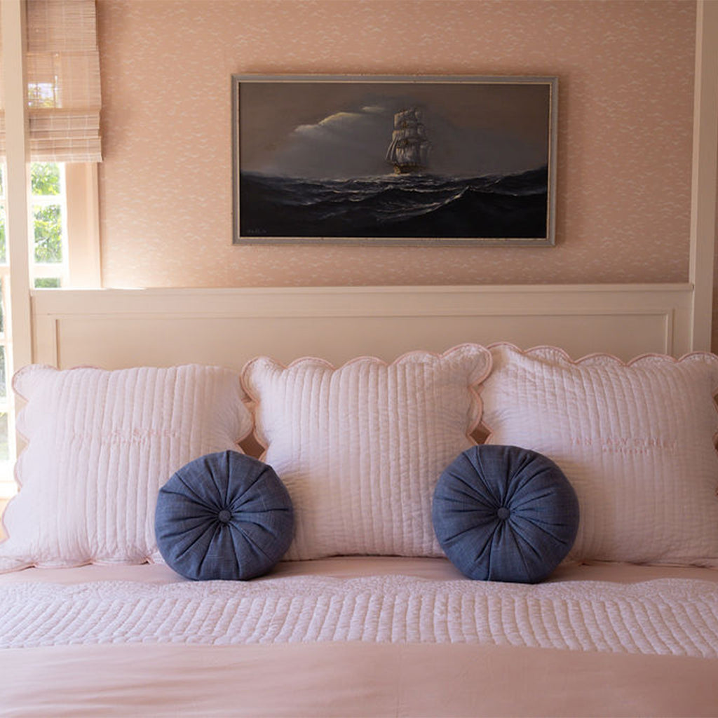 Chairish Quilted Shams White / Blush