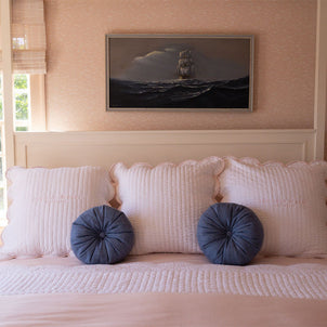 Chairish Quilted Shams White / Blush