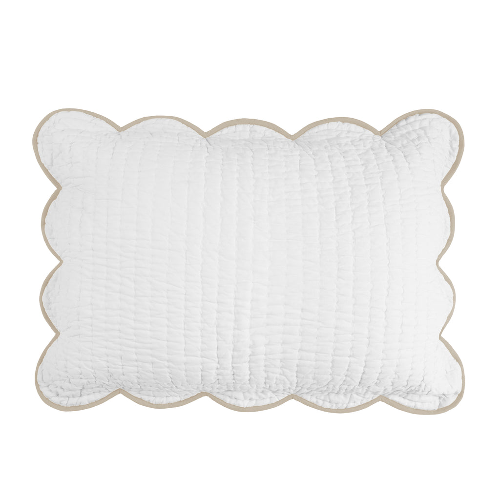Chairish Quilted Shams White / Taupe|1 Standard Sham