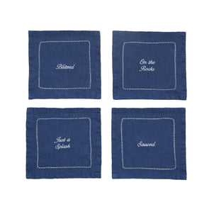Cheeky Cocktail Napkin Set of 4 Dark Denim/White