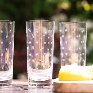 The Vintage List Highball Glasses - Stars Design, Set of 4 Clear