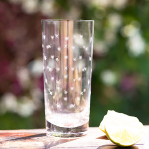 The Vintage List Highball Glasses - Stars Design, Set of 4 Clear