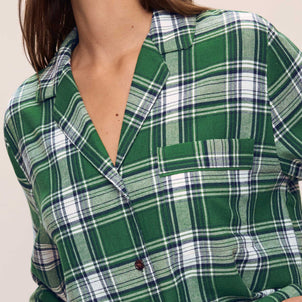 Eberjey Flannel Long PJ Set Forest Green|customizer