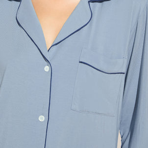 Eberjey Gisele Long PJ Set Ciel / Navy|customizer