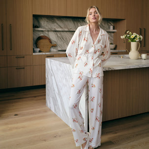 Eberjey Gisele Long PJ Set Floral Bloom / Vanilla Cream