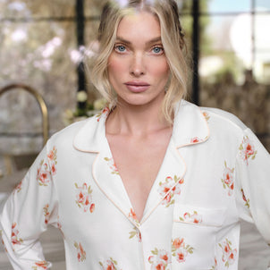 Eberjey Gisele Long PJ Set Floral Bloom / Vanilla Cream