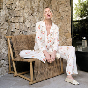 Eberjey Gisele Long PJ Set Floral Bloom / Vanilla Cream