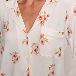 Eberjey Gisele Long PJ Set Floral Bloom / Vanilla Cream|customizer