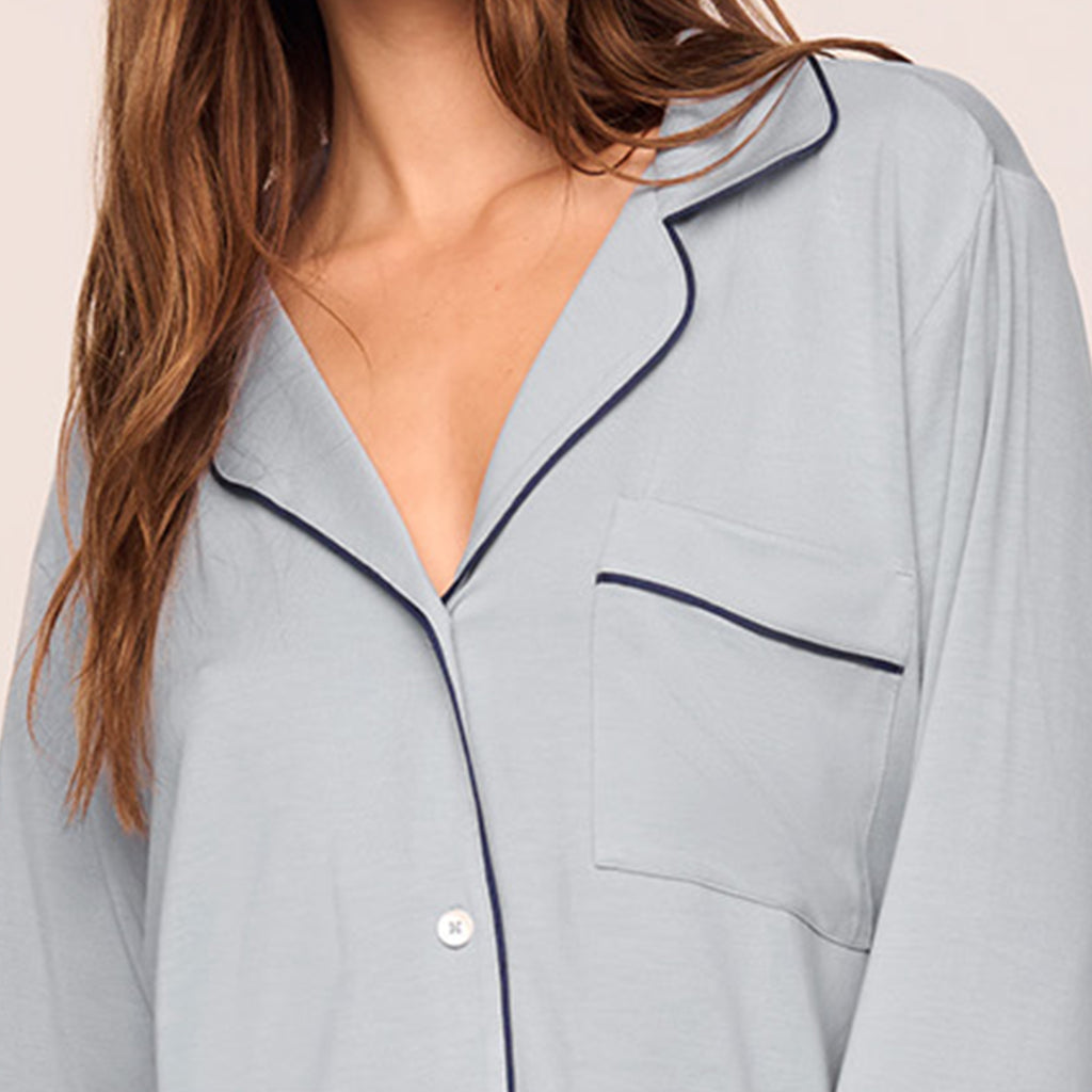 Eberjey Gisele Long PJ Set Grey Dawn / Navy|customizer