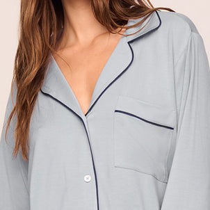 Eberjey Gisele Long PJ Set Grey Dawn / Navy|customizer