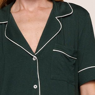 Eberjey Gisele Short Sleeve and Pant PJ Set Pine / Ivory|customizer