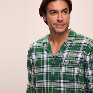 Eberjey Men’s Flannel Long PJ Set Forest Green