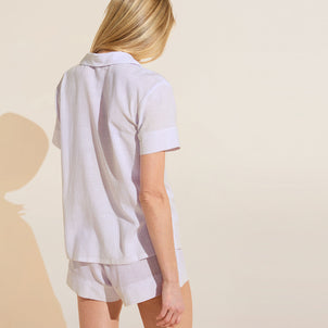 Eberjey Nautico Shortie Short PJ Set Ivory/Lavender