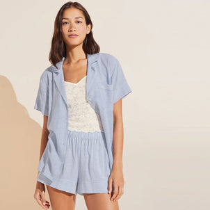 Eberjey Nautico Shortie Short PJ Set Wedgewood Blue