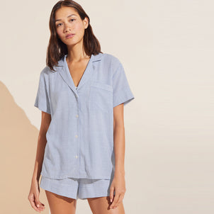 Eberjey Nautico Shortie Short PJ Set Wedgewood Blue