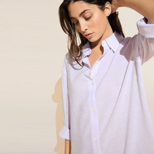 Eberjey Nautico Sleepshirt Ivory/Lavender