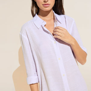 Eberjey Nautico Sleepshirt Ivory/Lavender