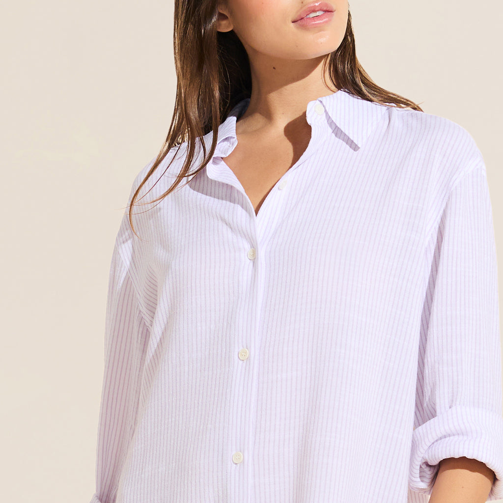 Eberjey Nautico Sleepshirt Ivory/Lavender|customizer