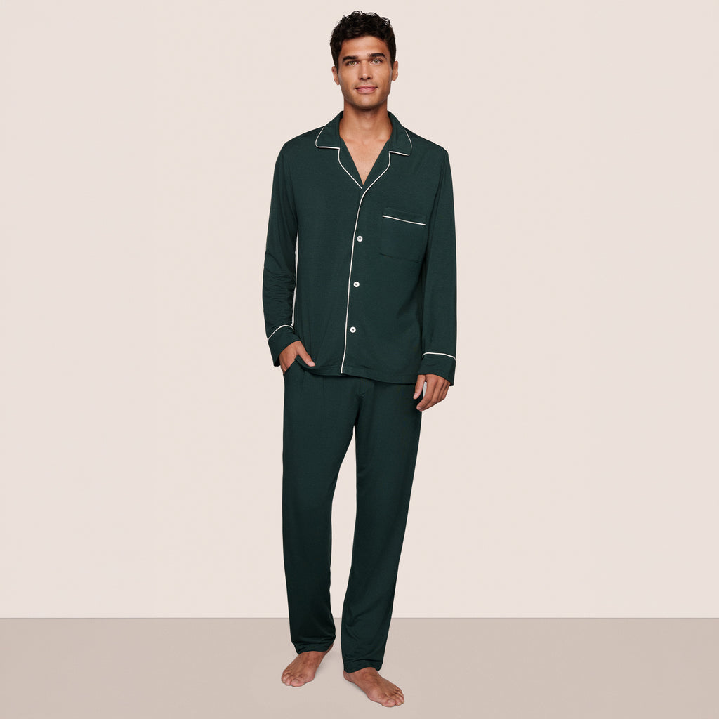 Eberjey William Long PJ Set Pine / Ivory