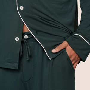 Eberjey William Long PJ Set Pine / Ivory