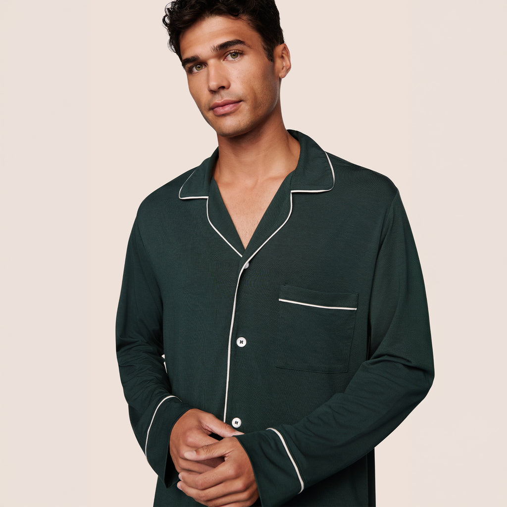 Eberjey William Long PJ Set Pine / Ivory