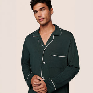 Eberjey William Long PJ Set Pine / Ivory
