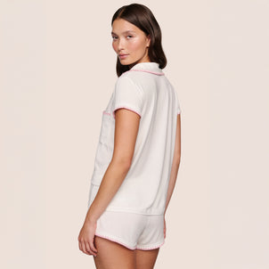 Eberjey Frida Shortie Short PJ Set Ivory/Pink Nectar