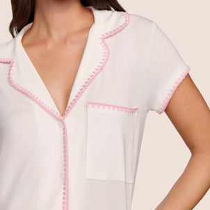 Eberjey Frida Shortie Short PJ Set Ivory/Pink Nectar