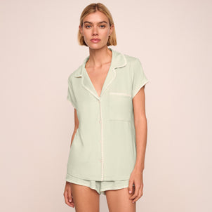 Eberjey Frida Shortie Short PJ Set Mint Cream/Ivory