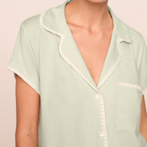 Eberjey Frida Shortie Short PJ Set Mint Cream/Ivory