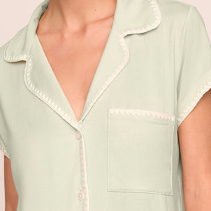 Eberjey Frida Shortie Short PJ Set Mint Cream/Ivory|customizer