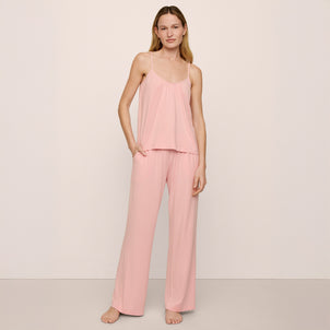 Eberjey Gisele Cami and Pant PJ Set Silver Pink/Ivory