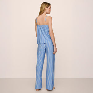 Eberjey Gisele Cami and Pant PJ Set Nordic Stripes Vista Blue/ Ivory